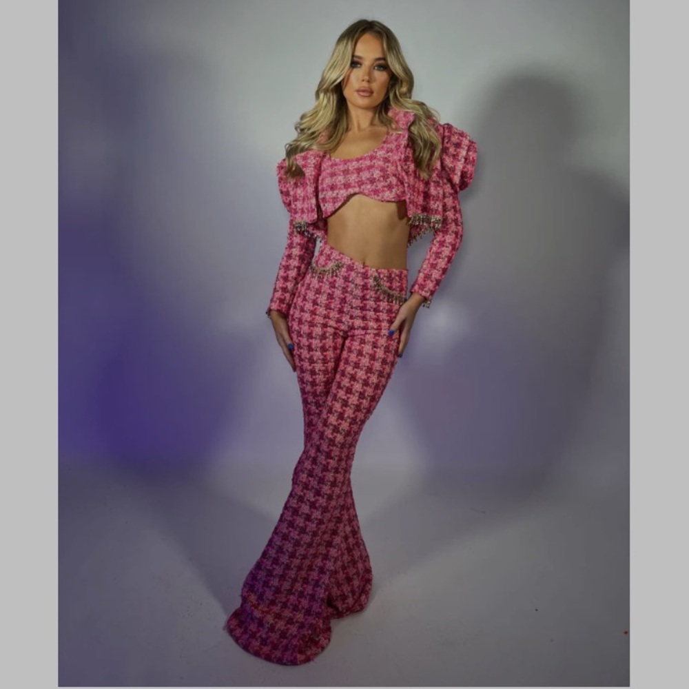 Pink Tweed Rose Blazer